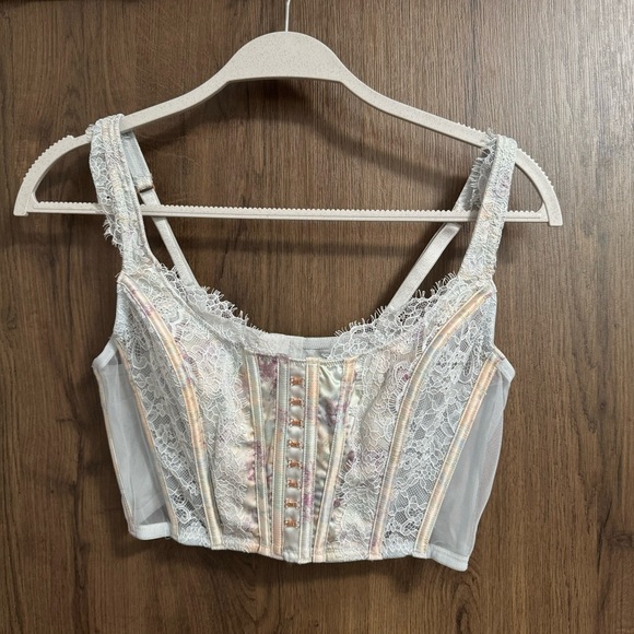 victoria’s secret light blue lace bustier/corset XL - Picture 1 of 3